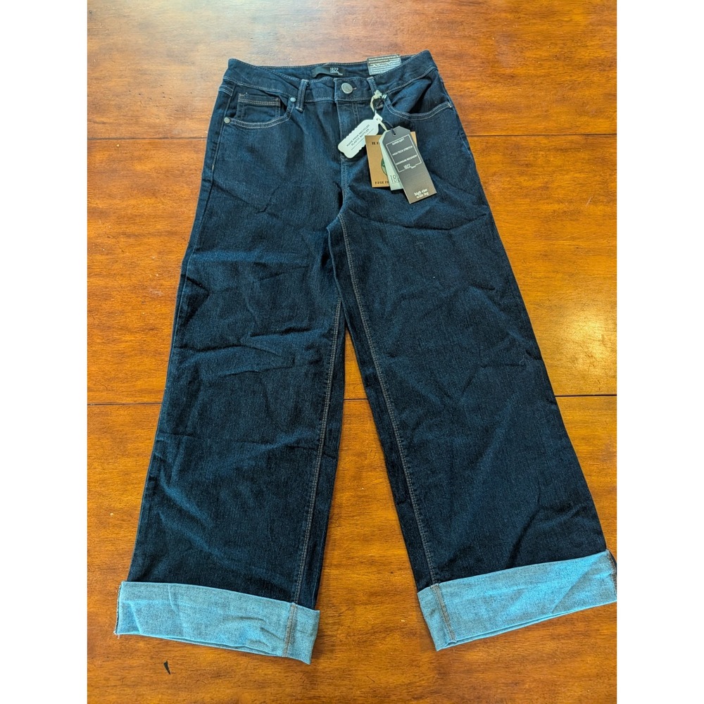 1822 Denim Womens Jeans Size 8 High Rise Wide Leg Dark Wash Sailor Cuffed NWT
